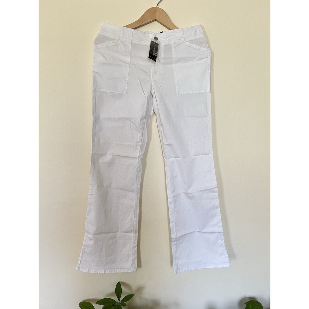 Express Jeans New Womens Pants 7/8 White Mid Rise Flare Stretch Side Slip Pocket